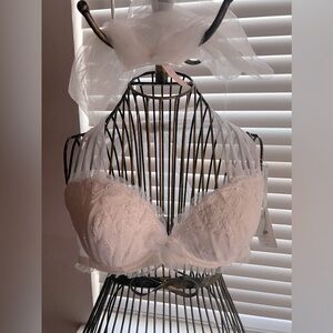 NWT 36C White Victoria Secret Bride bra and vale set